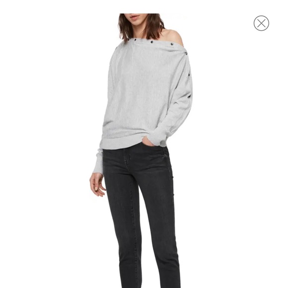 All Saints Sweaters - ALLSAINTS NWT | Elle jumper | button snap neckline gray cotton sweater